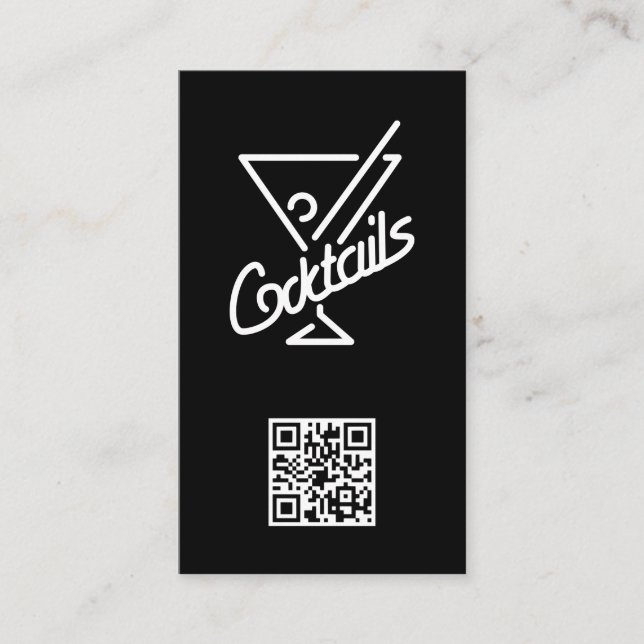 Carte De Visite Cocktails / Bartender / QR Barcode (Devant)