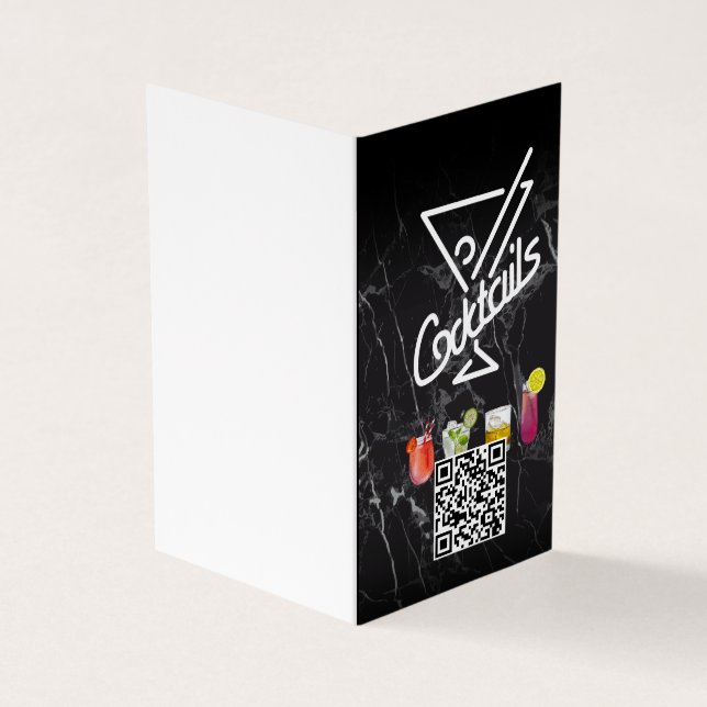Carte De Visite Cocktails | Code QR | Ajouter personnalisé (Extérieur)