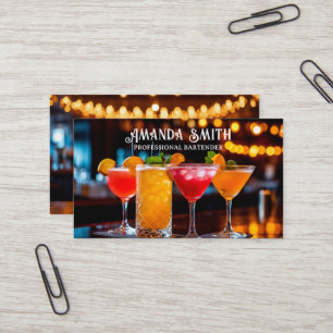 Carte De Visite Cocktails colorés Professional Bartender Business