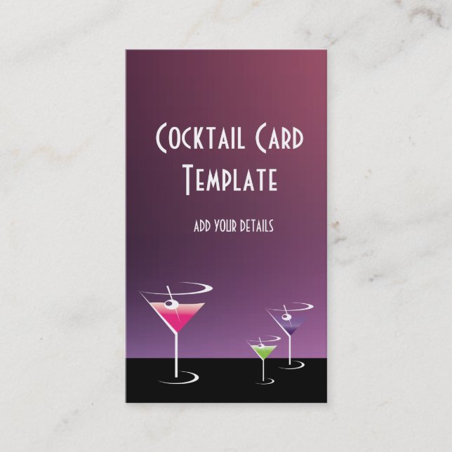 Carte De Visite Cocktails Martini Bartender (Devant)