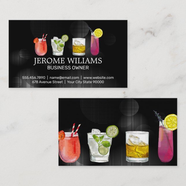 Carte De Visite Cocktails mixtes | Bartend Mixologie (Devant / Derrière)