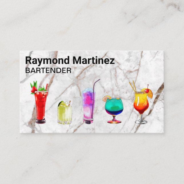 Carte De Visite Cocktails mixtes | Marbre | Barre (Devant)