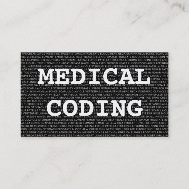Carte De Visite Codage Médicale Mots Médicales (Devant)
