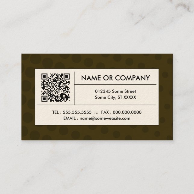 Carte De Visite code brun de l'image tramée QR (Devant)