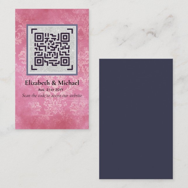 Carte De Visite Code d'analyse QR RSVP - Détails du Mariage (Devant / Derrière)