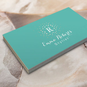Carte De Visite Code de la turquoise QR de monogramme de styliste