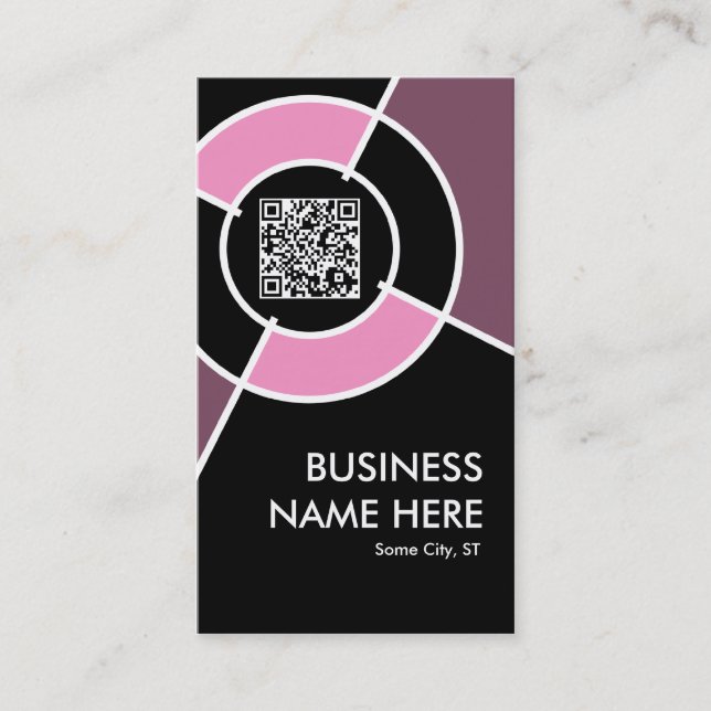 Carte De Visite code de QR et cible roses de logo (Devant)