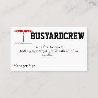Carte De Visite Code promo BUSYARDCREW