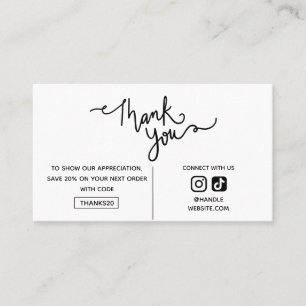 Carte De Visite Code Promo Merci 2025 Médias Sociaux Votre Logo