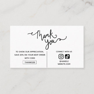 Carte De Visite Code Promo Merci 2025 Médias Sociaux Votre Logo