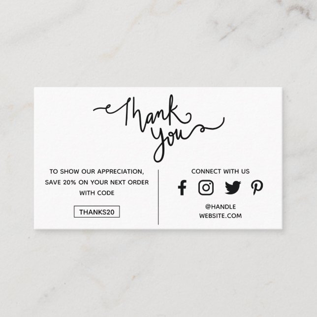 Carte De Visite Code Promo Merci moderne Logo des médias sociaux (Devant)