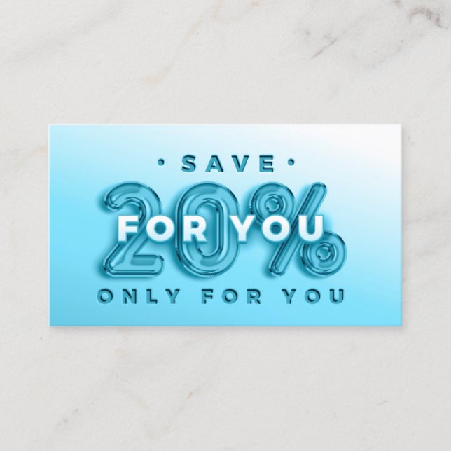 CARTE DE VISITE CODE QR 20%OFF DICOUNT PROMOTIONNEL INSÉRER BLEU (Devant)