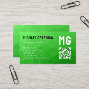 Carte De Visite Code QR à motif de maille géométrique vert clair M