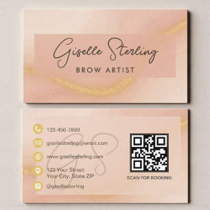Carte De Visite Code QR aquarelle pour artiste de sourcils