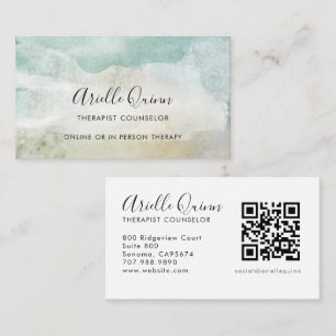 Carte De Visite Code QR aquarelle serein Conseiller Thérapeute