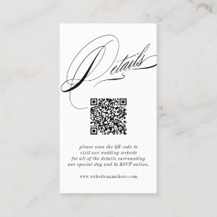 Carte De Visite Code QR avec détails de calligraphie élégante