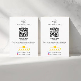 Carte De Visite Code QR avis des petites entreprises GOOGLE et YEL