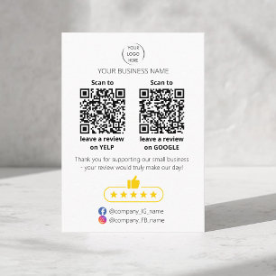 Carte De Visite Code QR avis sur les petites entreprises GOOGLE et