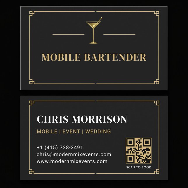 Carte De Visite Code QR Barman Mobile Professionnel (Créateur téléchargé)