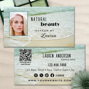 Carte De Visite Code QR Beauté de plage Maquillage professionnel