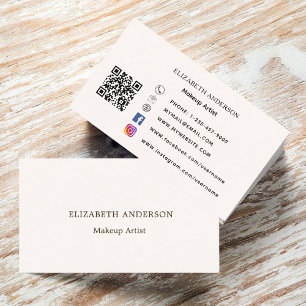 Carte De Visite Code qr beige média social