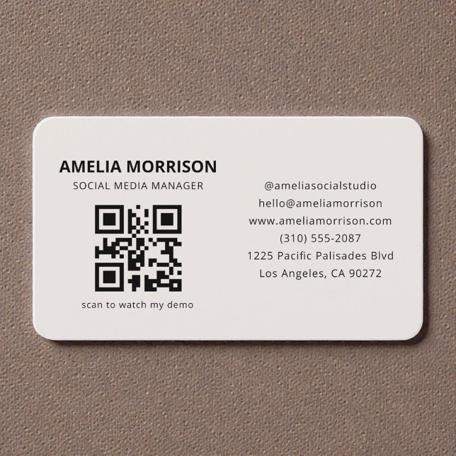 Carte De Visite Code QR Beige Neutre (Créateur téléchargé)