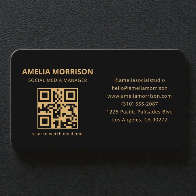 Carte De Visite Code QR Black Gold (Créateur téléchargé)