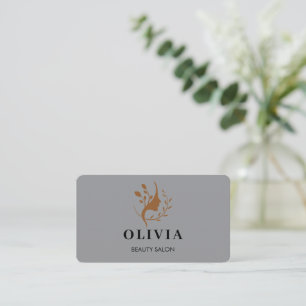 Carte De Visite Code QR blanc monogrammé Salon Élégant Moderne