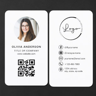 Carte De Visite Code QR blanc Photo