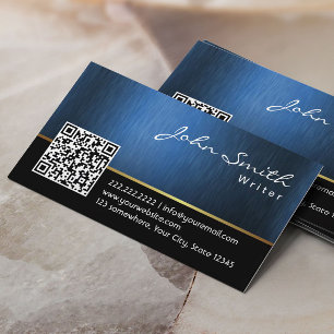 Carte De Visite Code QR bleu marine