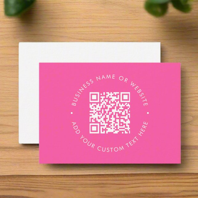 Carte De Visite Code QR Bold Pink Professional élégant (Créateur téléchargé)