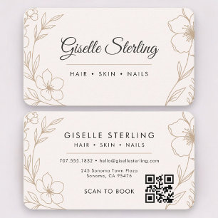 Carte De Visite Code QR Botanical Blush Professionnel