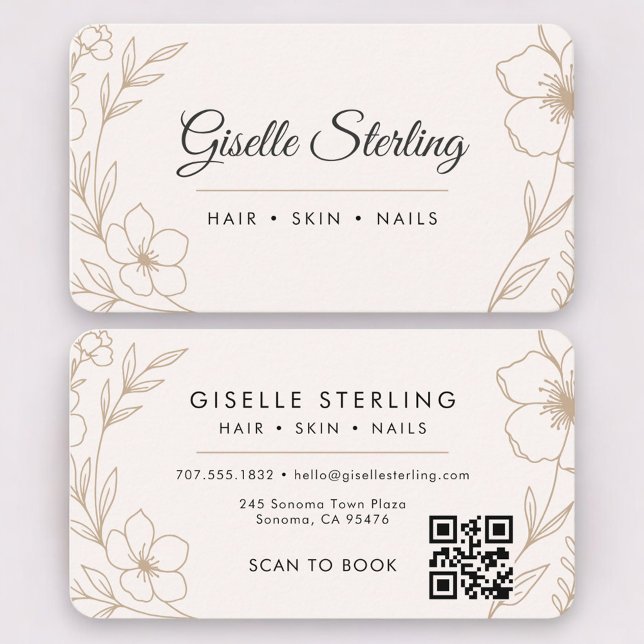 Carte De Visite Code QR Botanical Blush Professionnel (Créateur téléchargé)