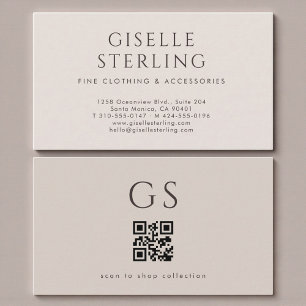 Carte De Visite Code QR Boutique Luxe Taupe Neutre