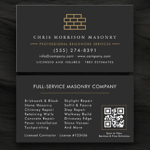 Carte De Visite Code QR Brique Maçonnerie Entreprise de Maçonnerie