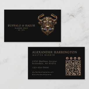 Carte De Visite Code Qr Bronze Buffle Salon de Coiffeur Profession