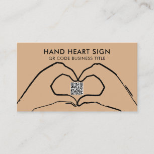 Carte De Visite Code QR Brown Amour Coeur main Moderne