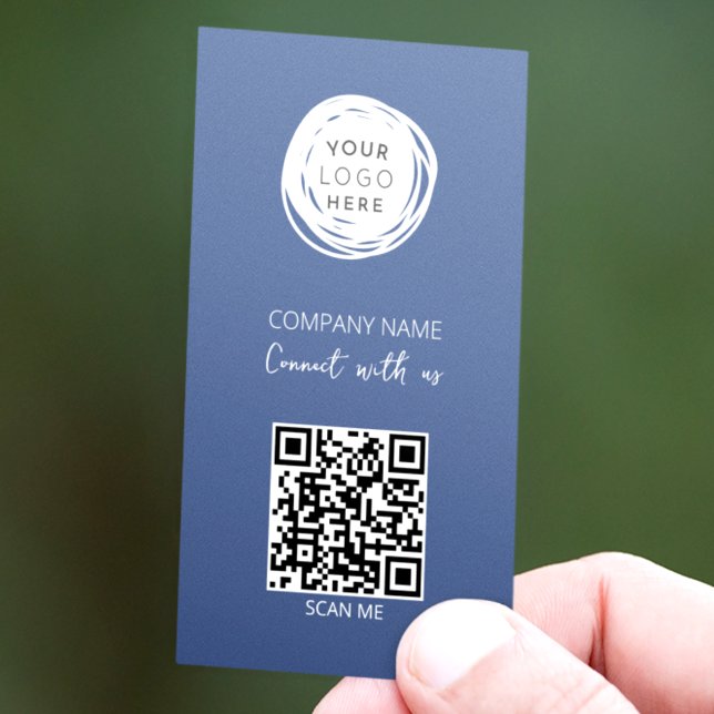 Carte De Visite Code QR Business Logo Bleu Moderne (Créateur téléchargé)
