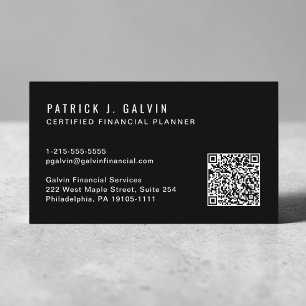 Carte De Visite Code QR CFP Certified Financial Planner Noir