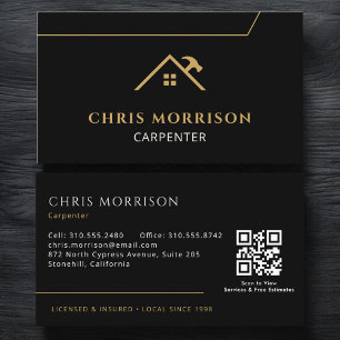 Carte De Visite Code QR Charpentier Menuisier Entrepreneur