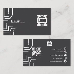 Carte de visite code QR Circuit imprimé Technologi