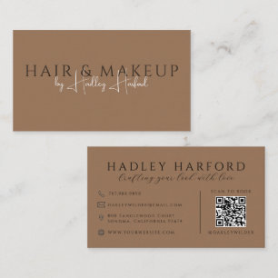 Carte De Visite Code QR Coiffure Et Maquillage Terracotta Foncé