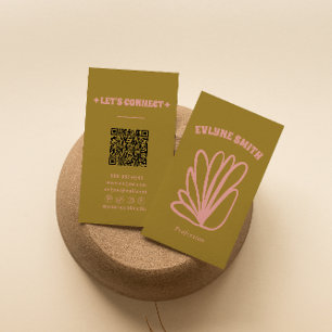 Carte De Visite Code QR coloré dessiné à la main dans un style rét