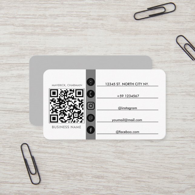 Carte De Visite Code QR connectez-vous avec nous (Devant/Arrière en situation)
