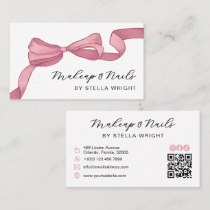 Carte De Visite Code QR Coquette Rose Beauté