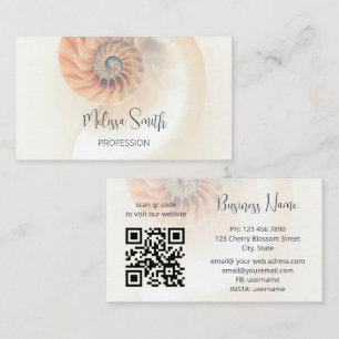 Carte De Visite Code QR Coquille élégante Professionnel