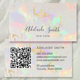 Carte De Visite code QR couleurs pastel texture pierre d'opale