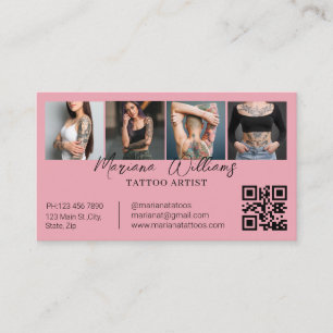Carte De Visite Code QR d'artiste de tatouage tendance 4 Collage p