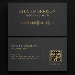 Carte De Visite Code QR d'artiste enregistreur Black Gold