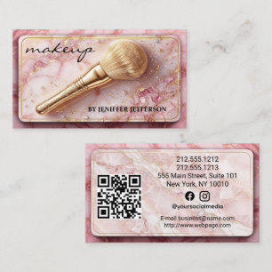 Carte De Visite Code QR d'artiste maquilleuse en marbre rose or él